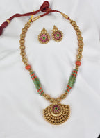 Varnika 6.0 (Temple-Inspired Gold-Toned Necklace Set with Bead Detailing)