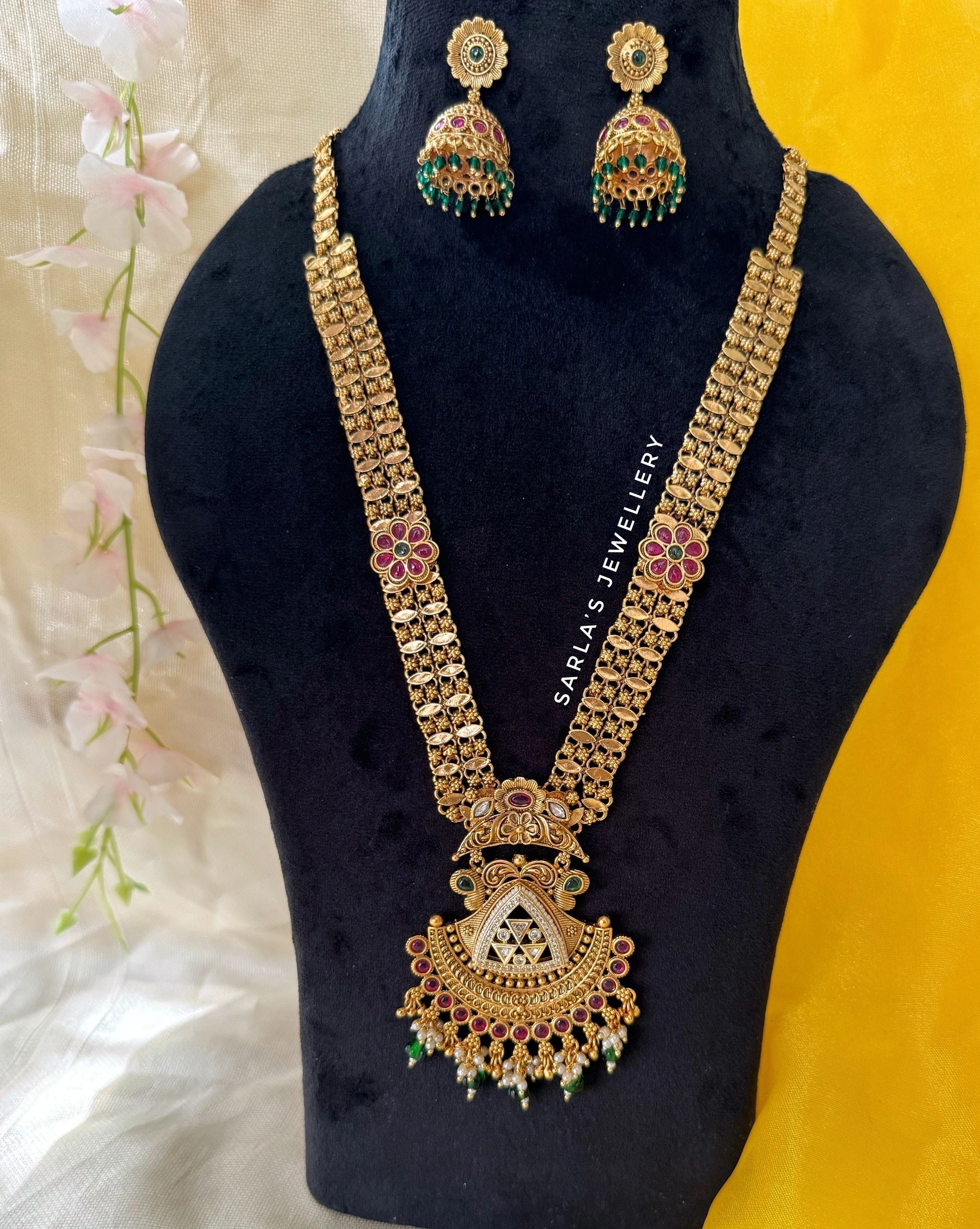Rajwadi 26â€ necklace with earrings Gold plated