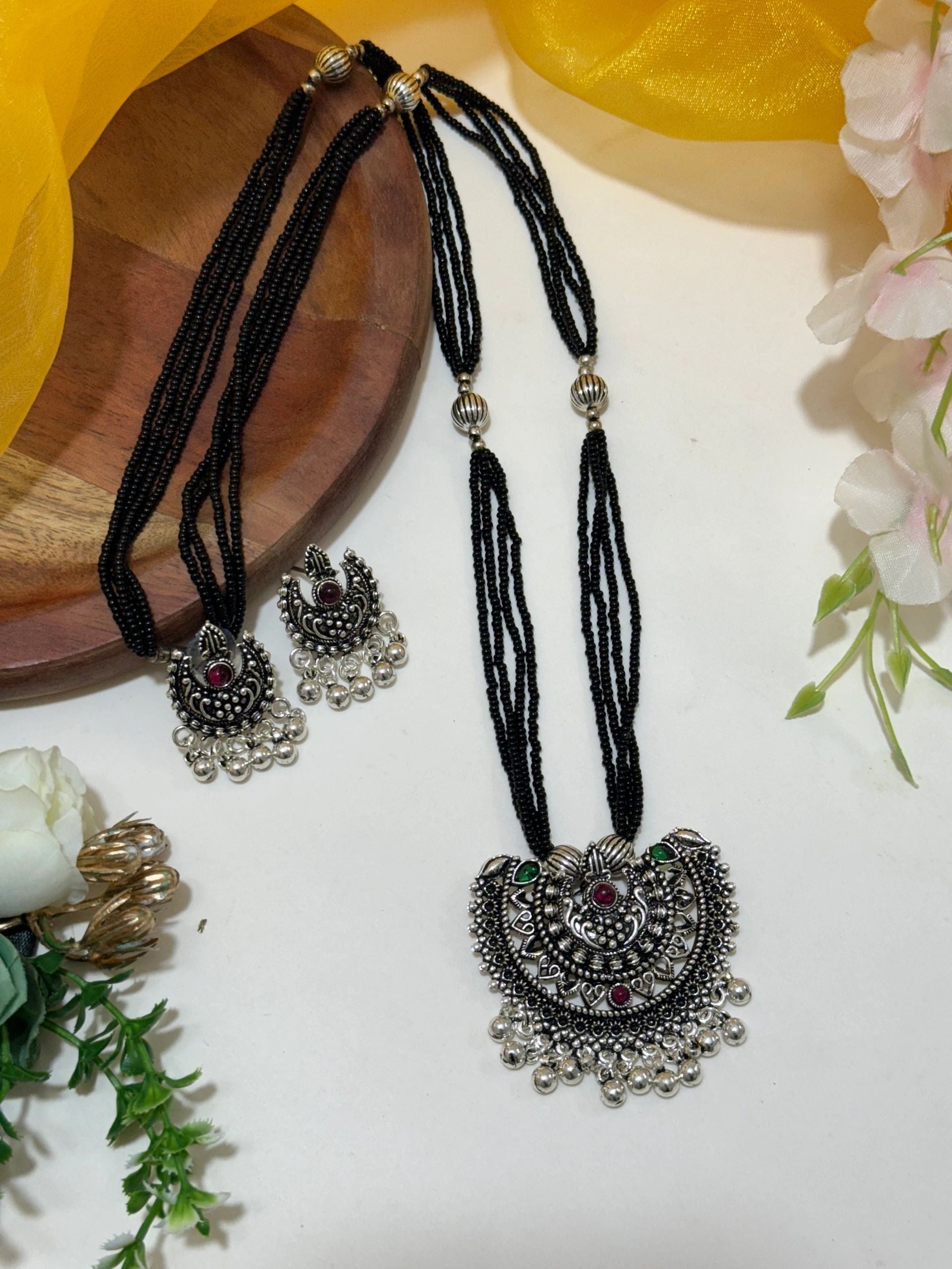 Long Oxidised Mangalsutra with earrings