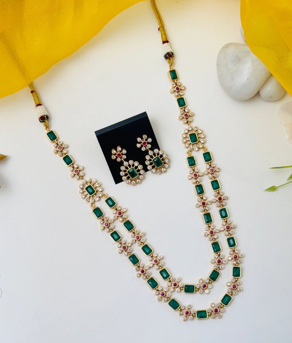 Green 2 layer necklace set