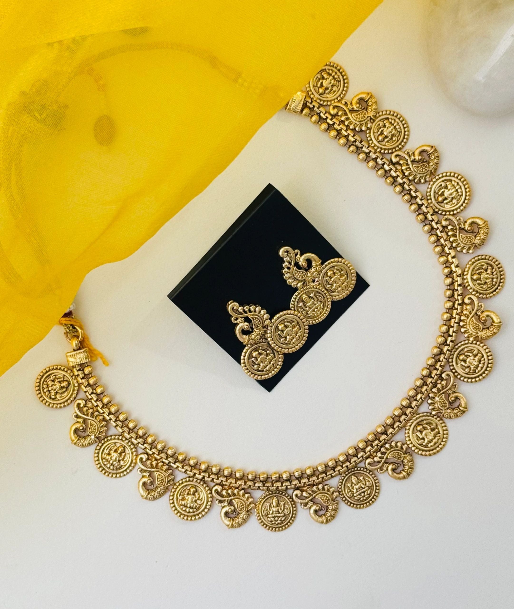 Lakshmi Coin Necklace with earrings