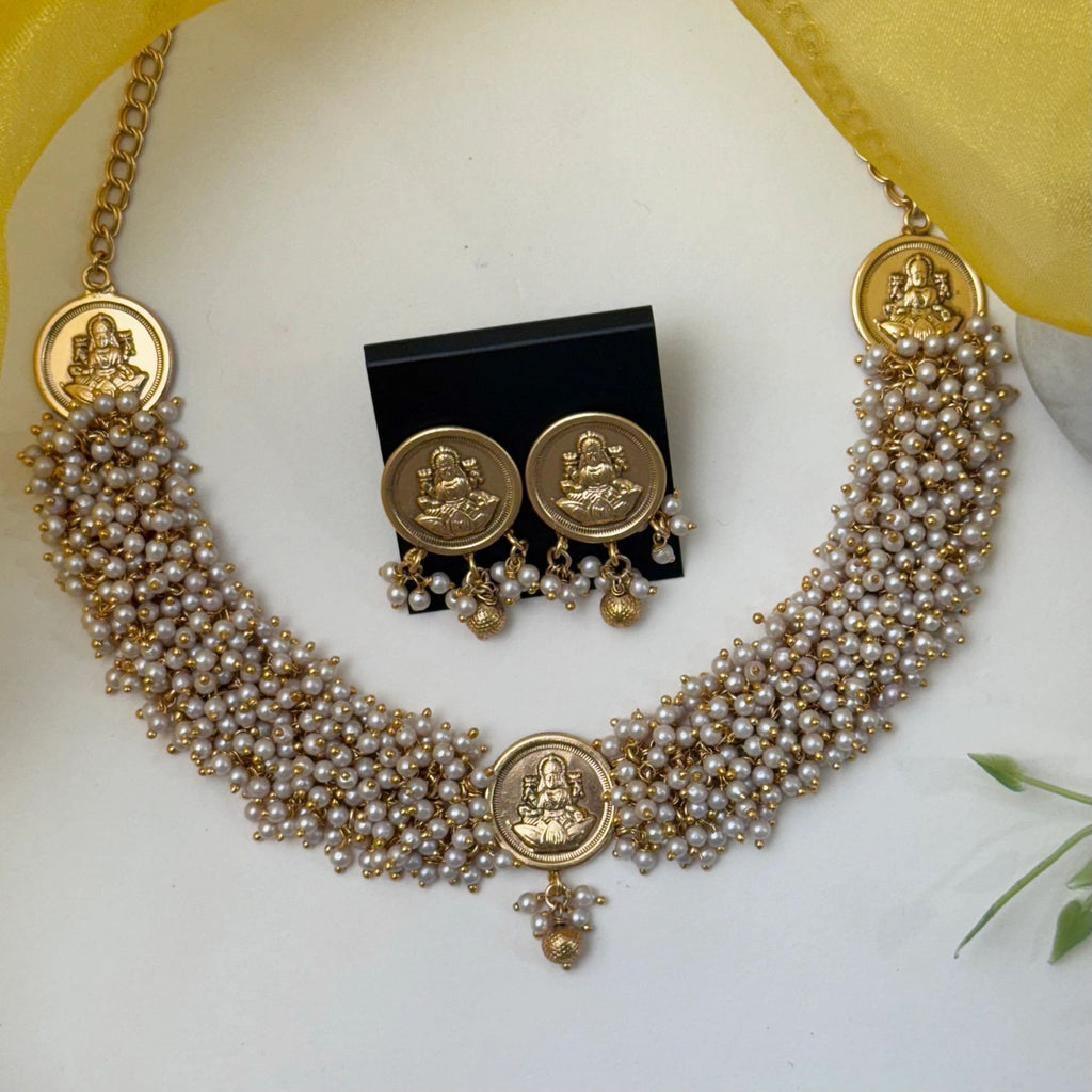 Moti Varnika 5.0 Lakshmi Necklace set