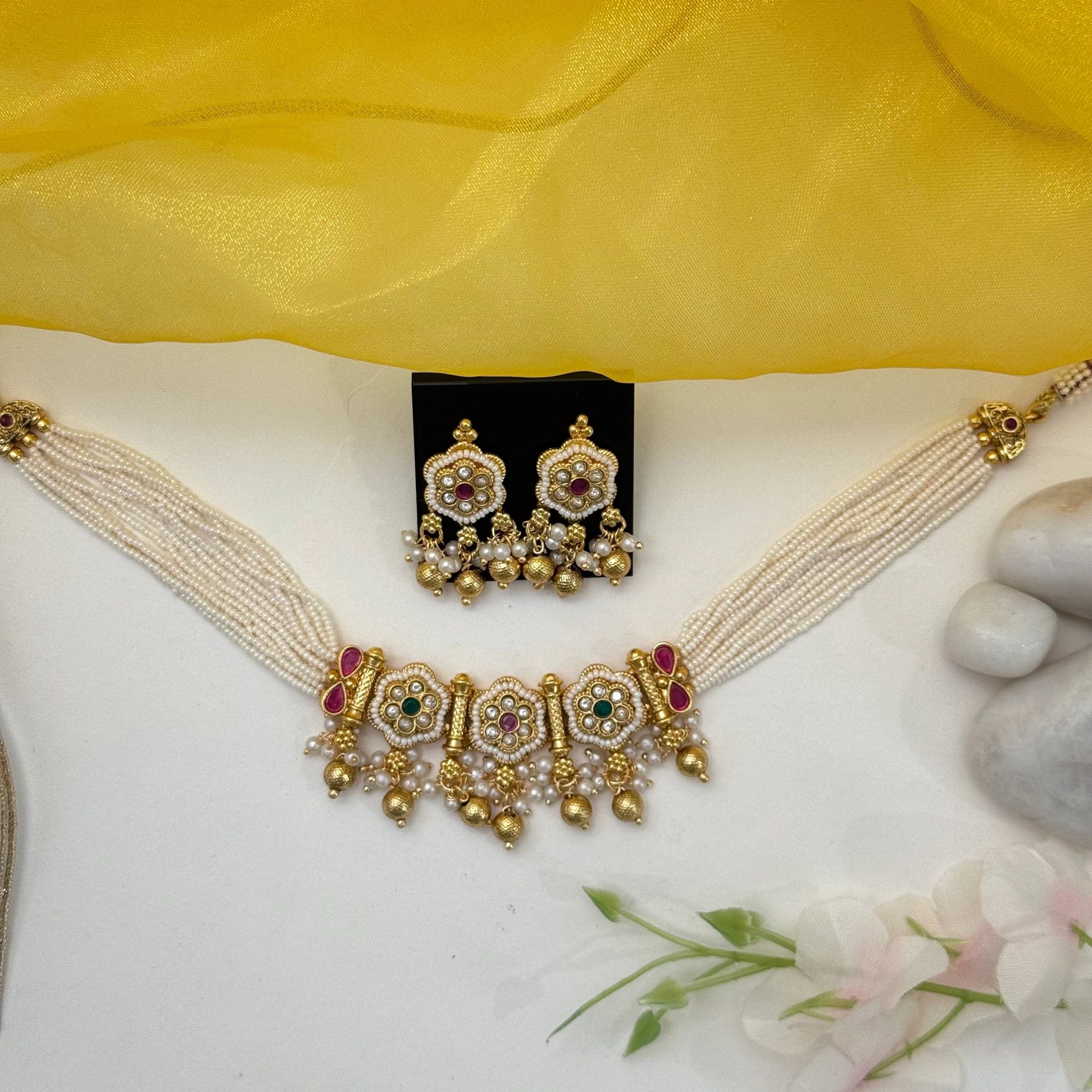 Modern Tanmani Choker/Short Necklace