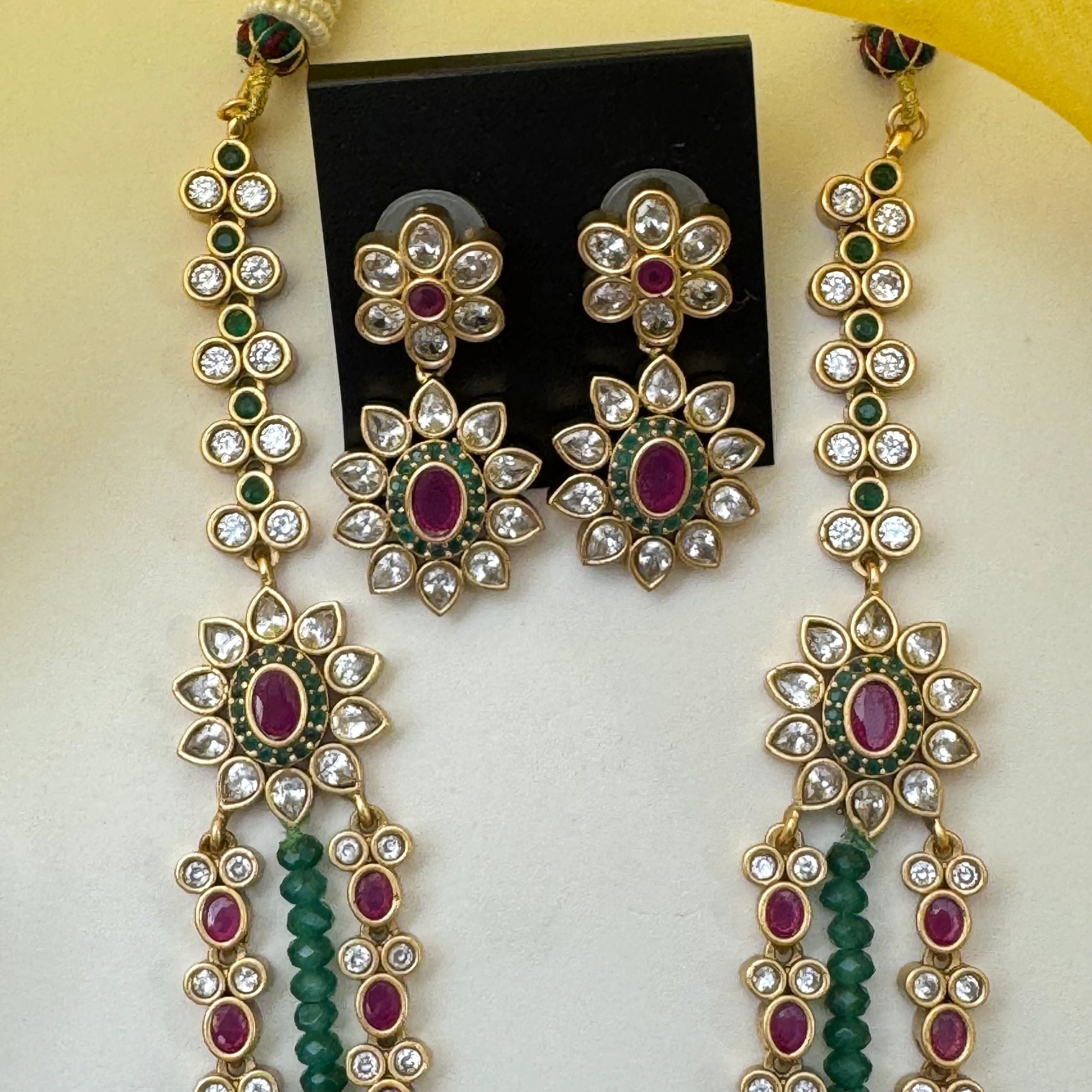 Royal Layered Long necklace with earrings