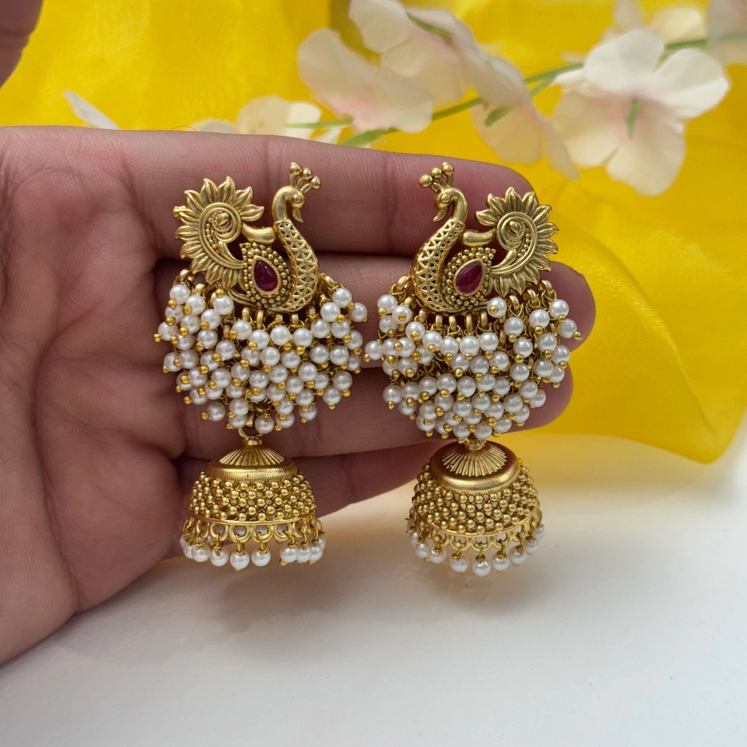 Peacock Ruby Jhumka