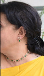 Phulkari 3.1 Green Stone Necklace set with earrings