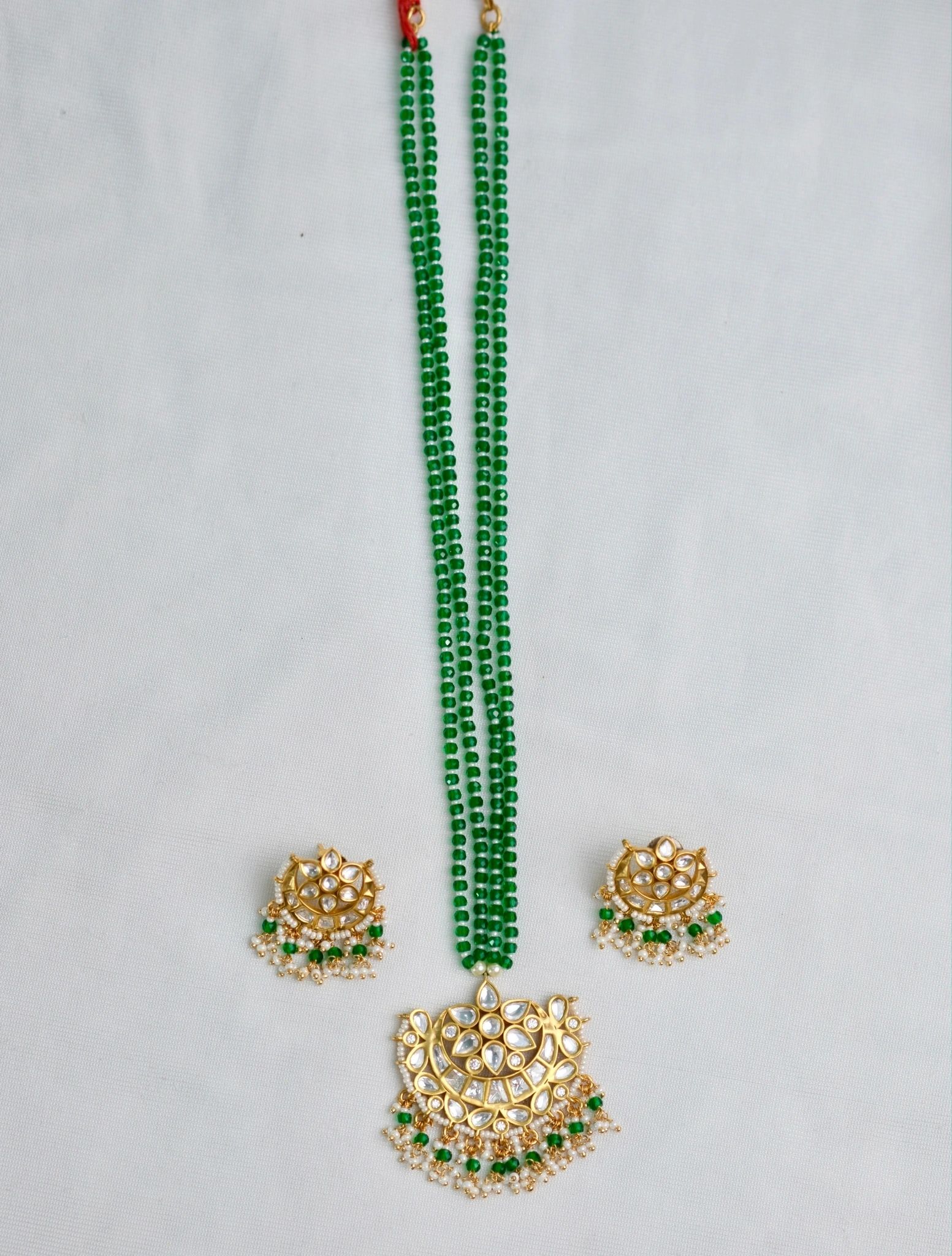 Kundan Bati Bead Necklace with earrings