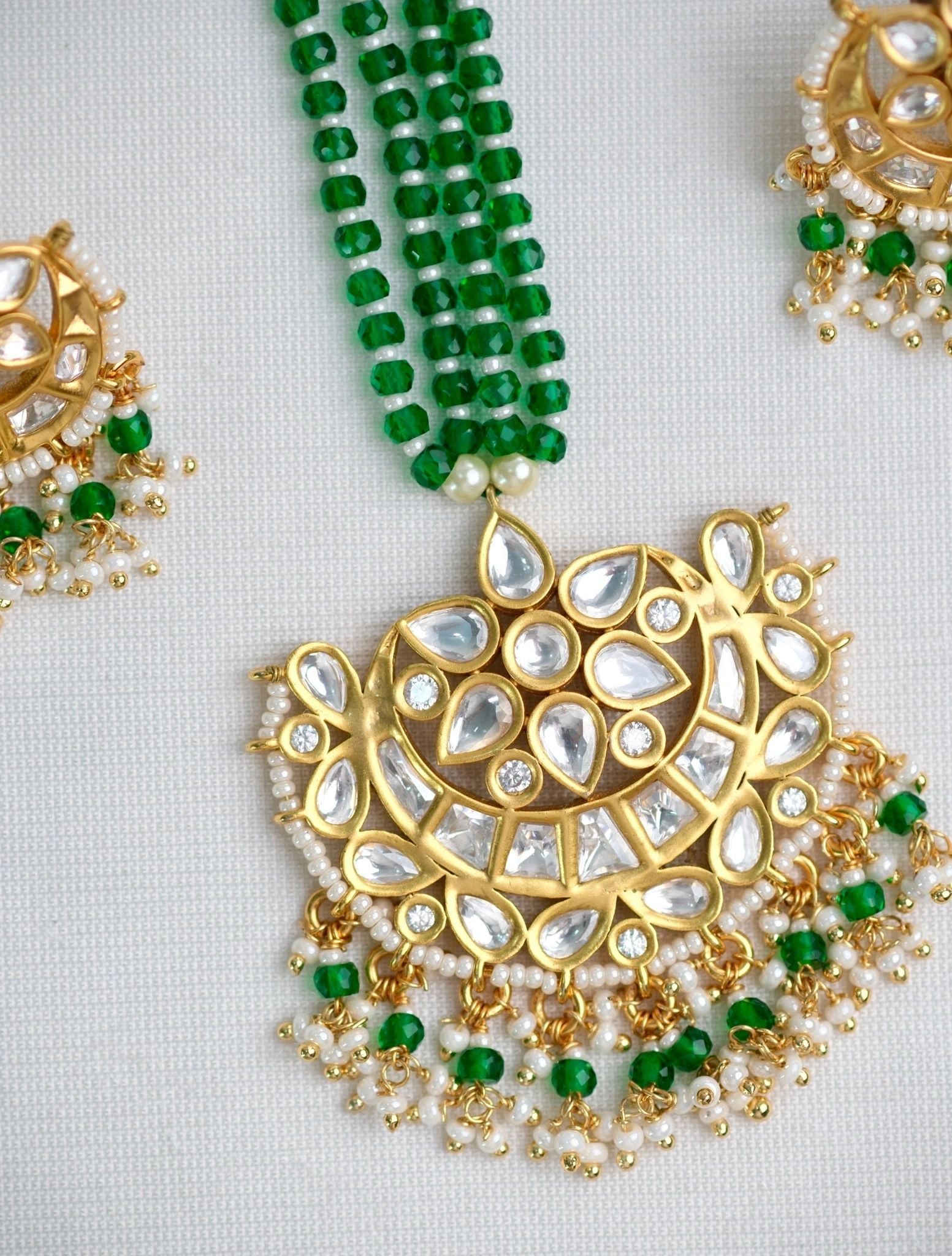 Kundan Bati Bead Necklace with earrings