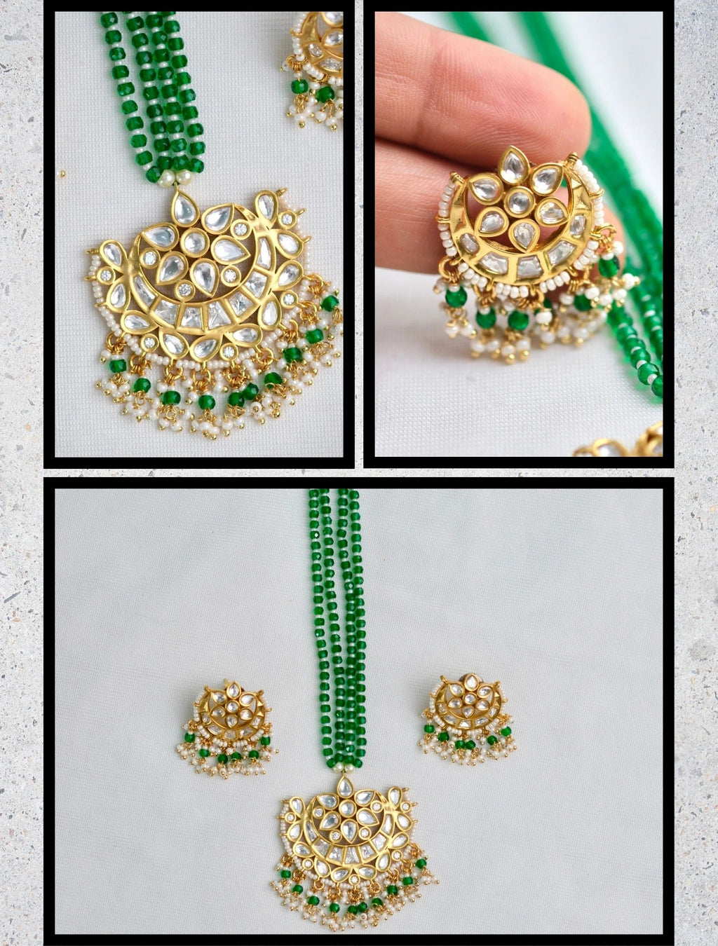 Kundan Bati Bead Necklace with earrings