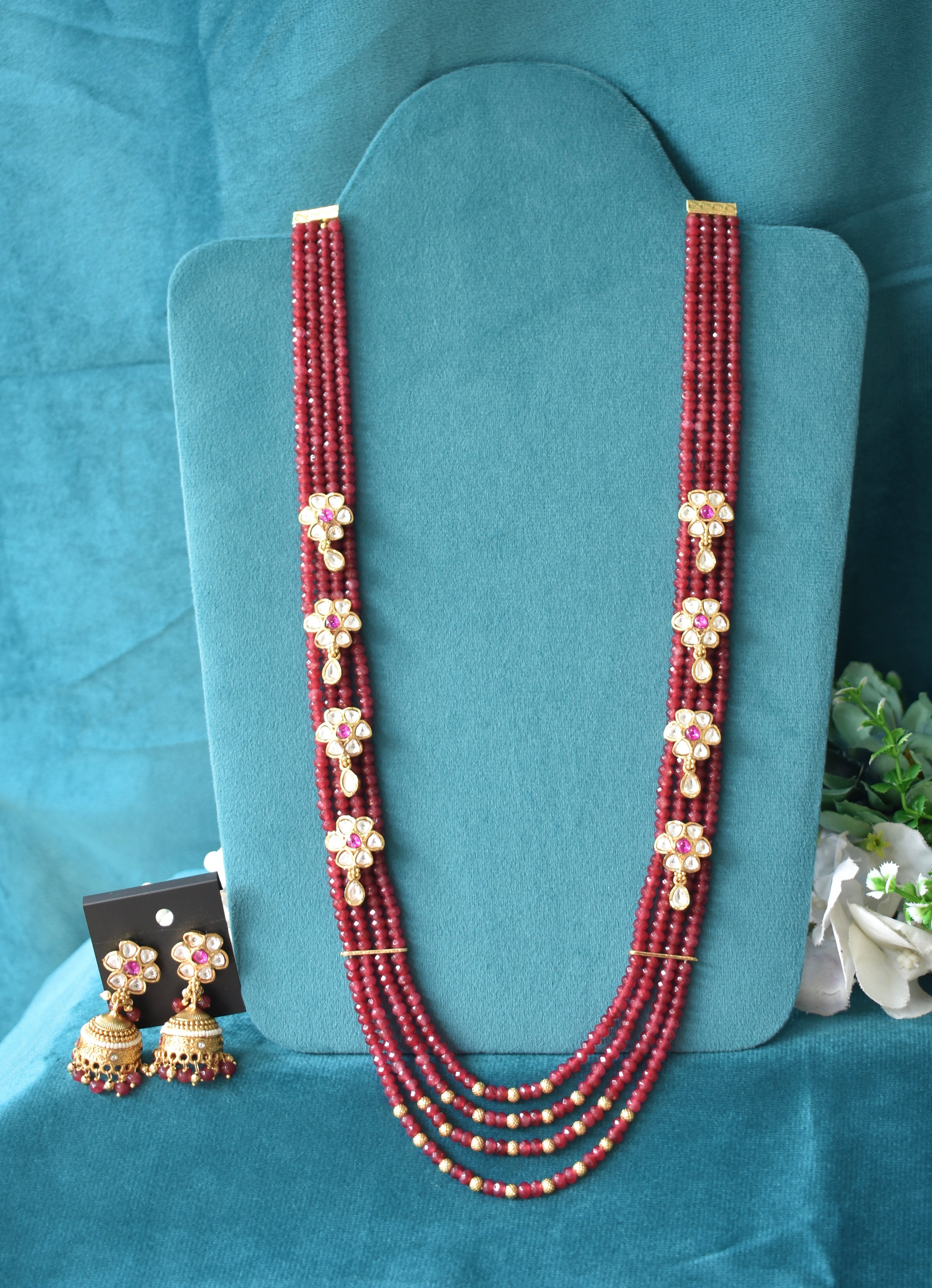 Kundan Motifs Long multilayer Necklace 24â€-26â€