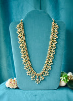 Long Pearl necklace set with earrings (Pink)