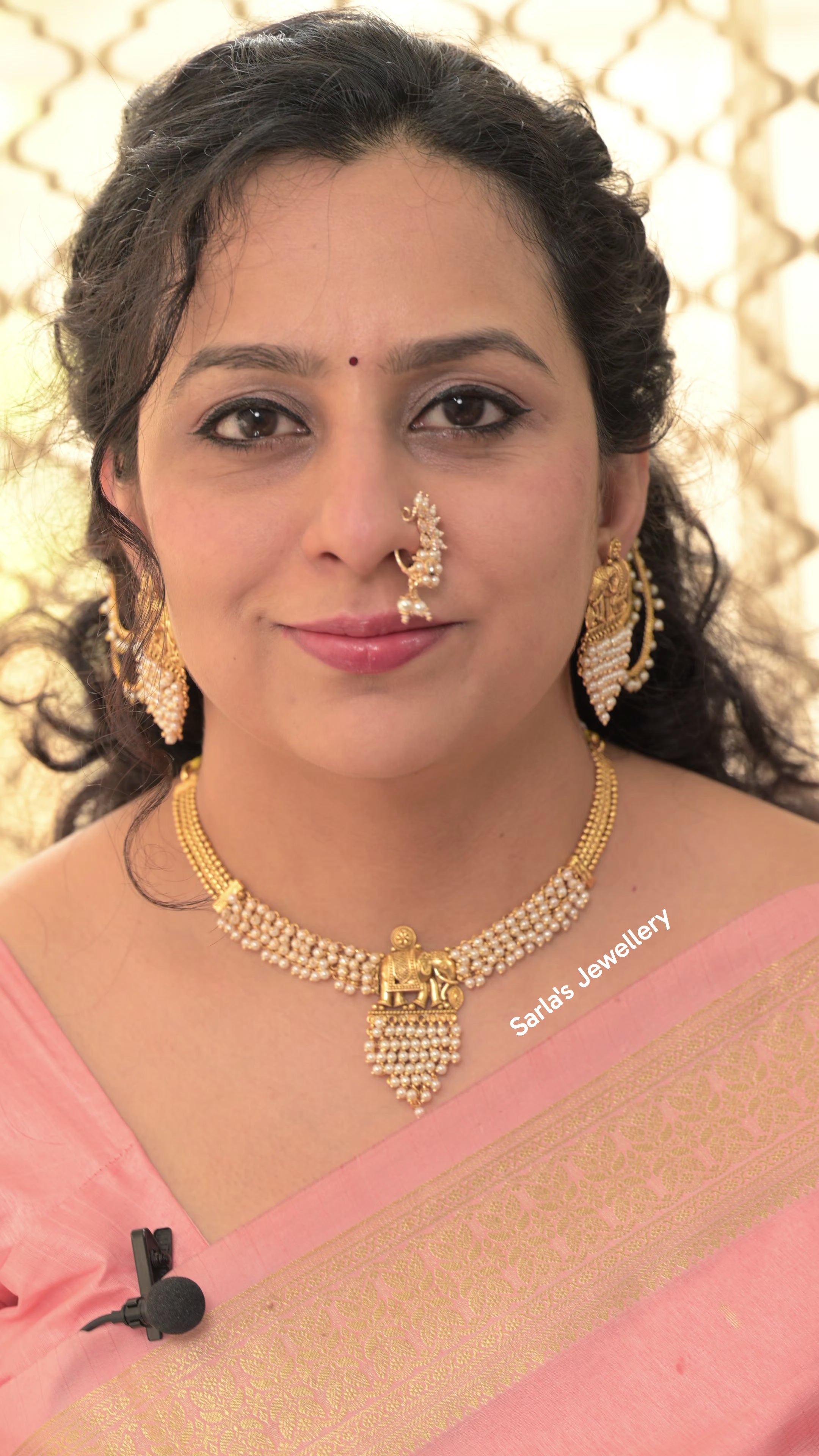 Pearl with Elephant motiff necklace set