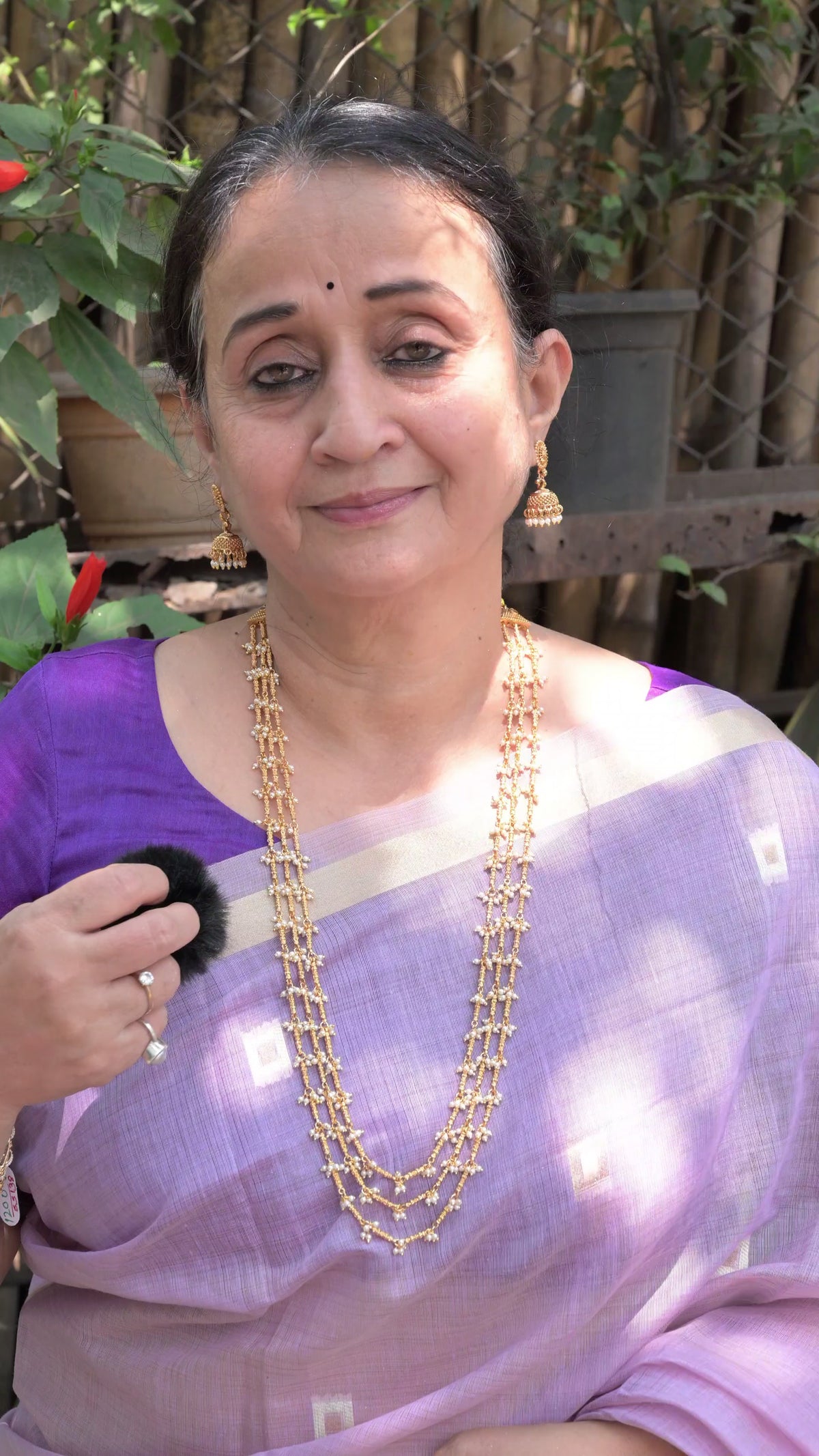 3 layered Pearl Necklace with earrings