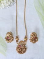 Peacock motiff gold beads necklace set