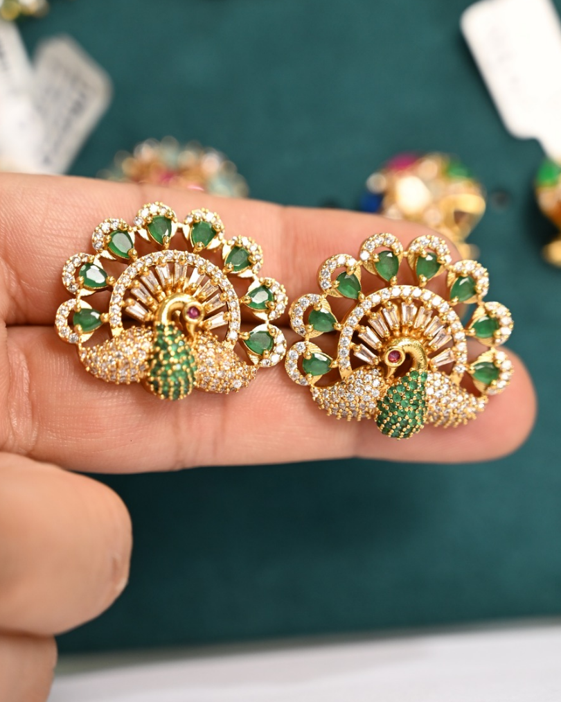 Peacock earring tops