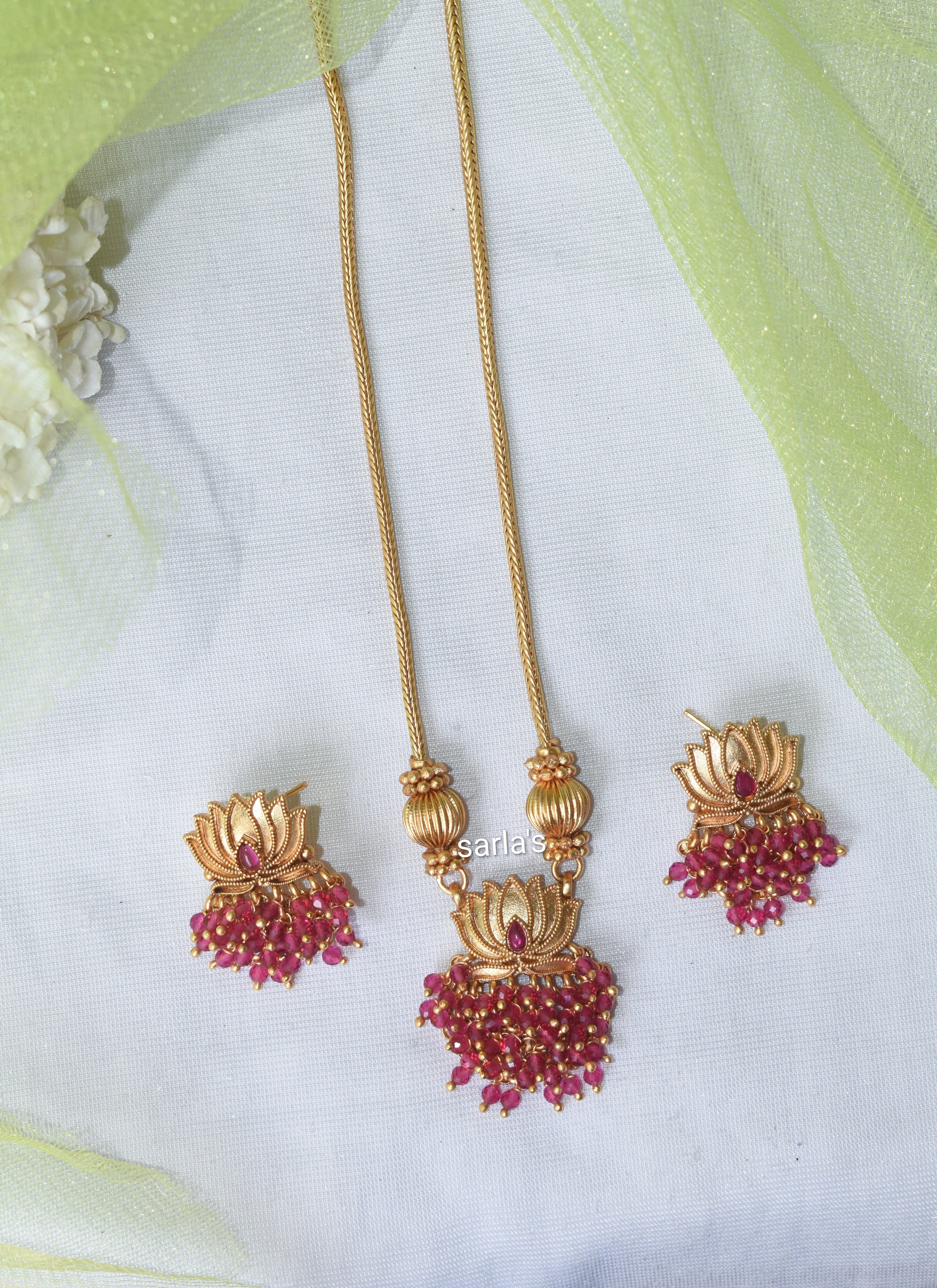 Lotus Ruby Necklace set