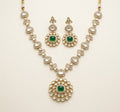 Kundan necklace green centre stone
