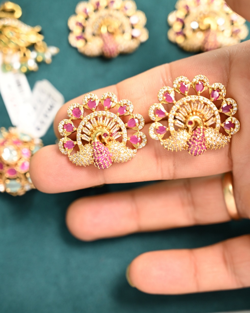 Peacock earring tops