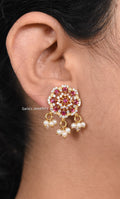 Emerald Ruby Floral Studs