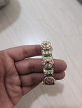 Premium Floral Kundan with green stone Bangle (Single/Openable)