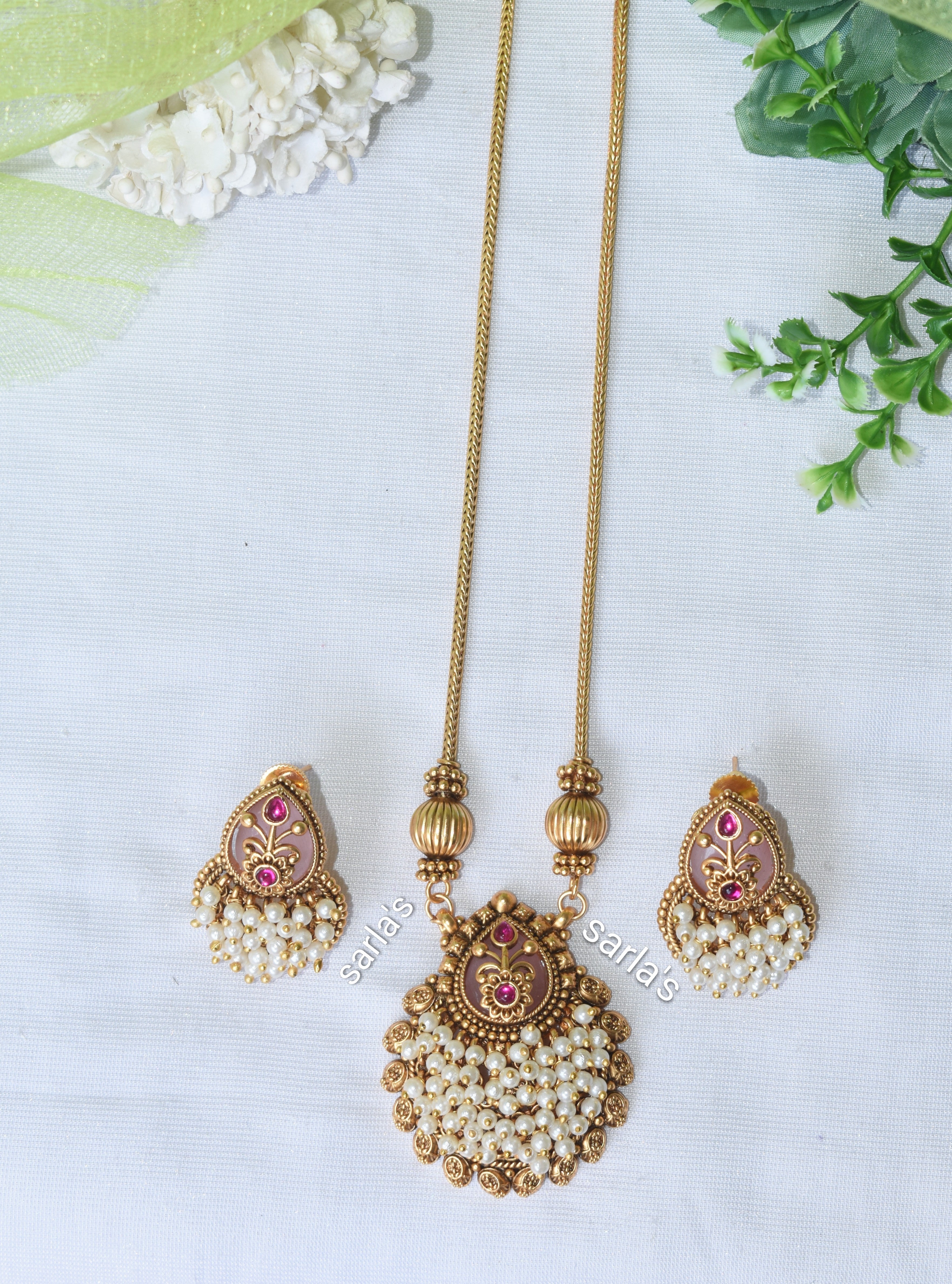 Raga Gold Lookalike Pestel Pink necklace set