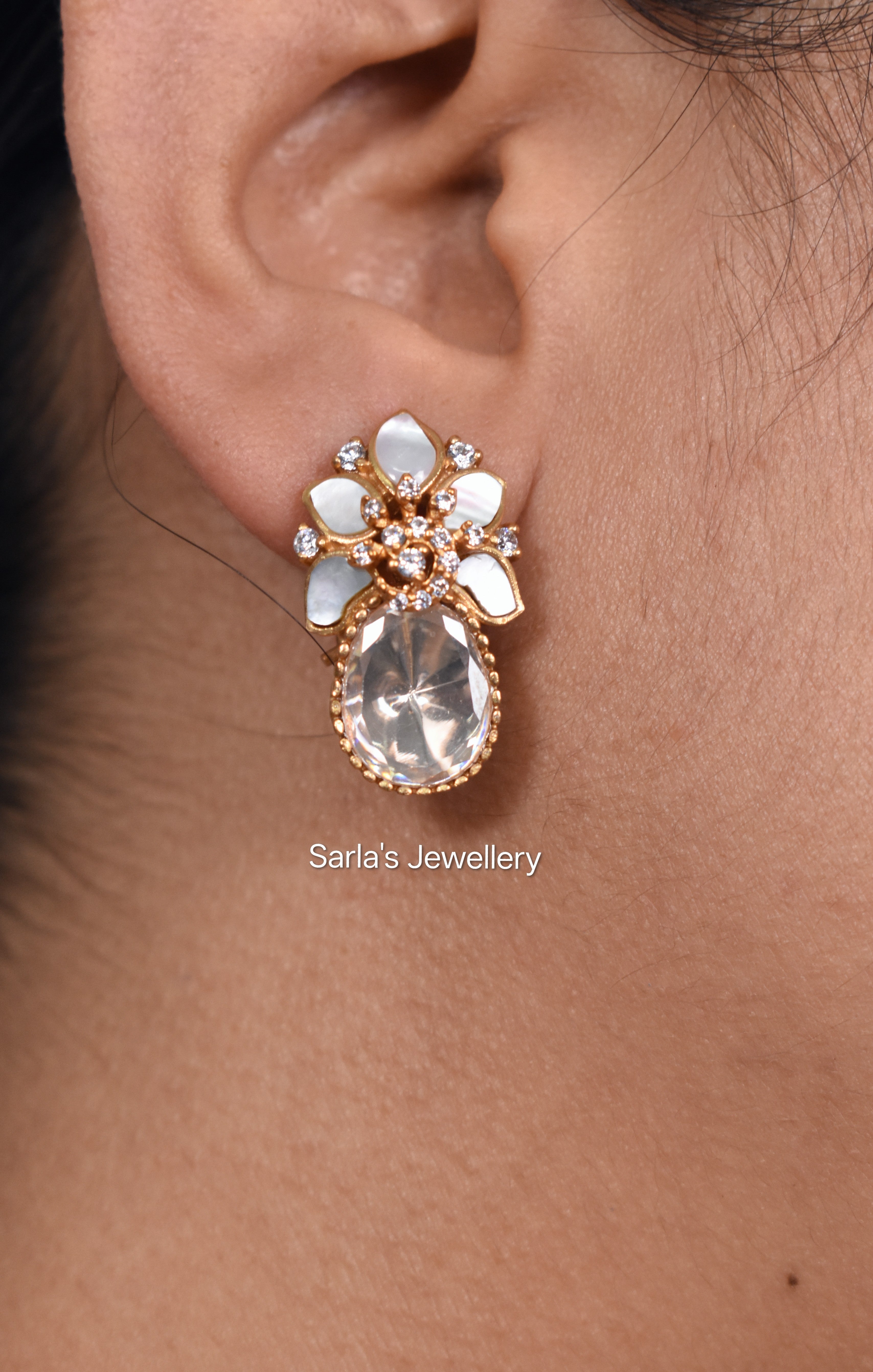 Ivory Blossom Crystal Studs