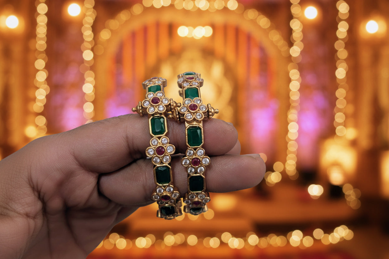 Green Patti Bangles (Openable)