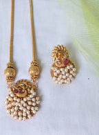 Peacock motiff pearl bunch necklace set