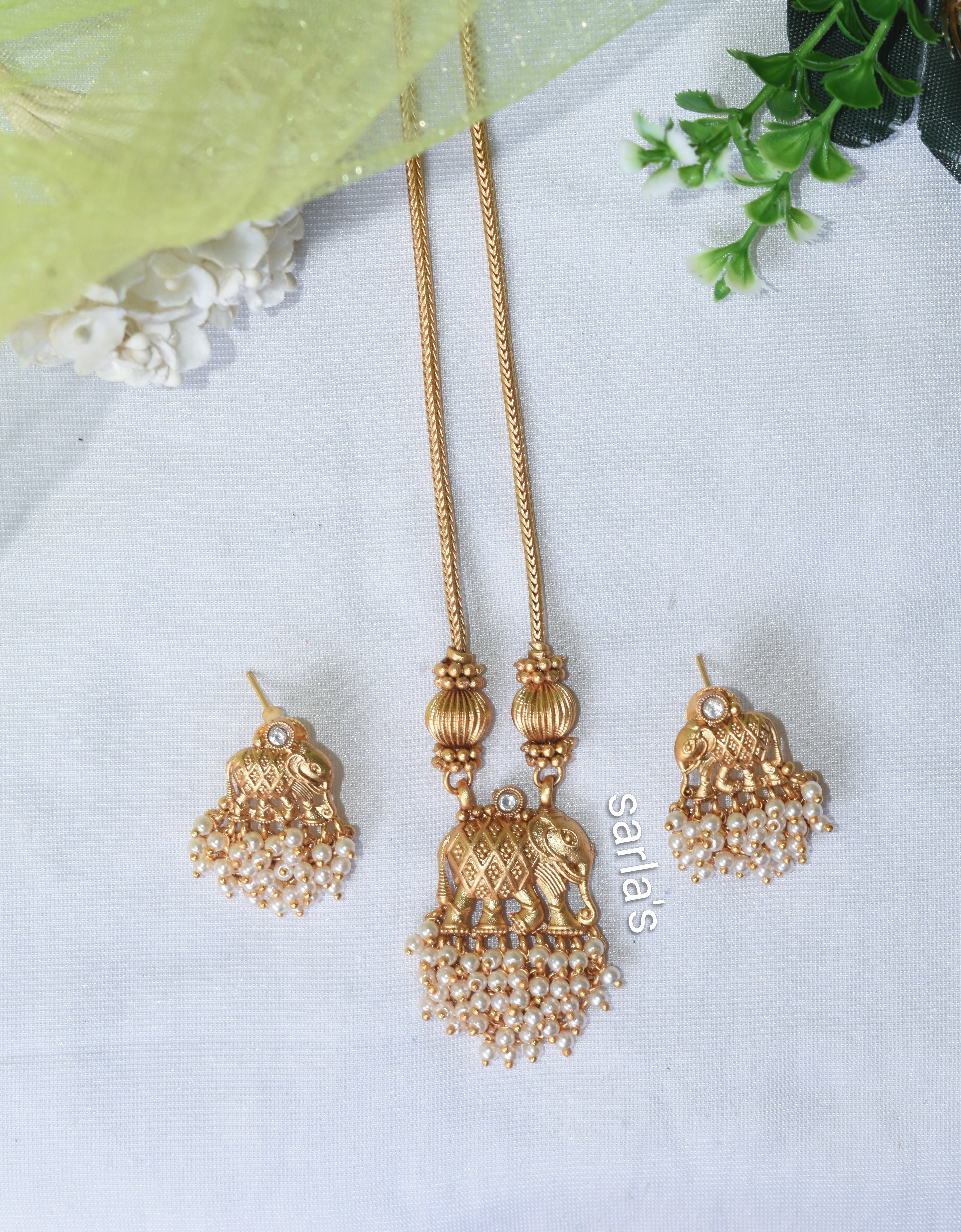 Gold plated Elephant Set