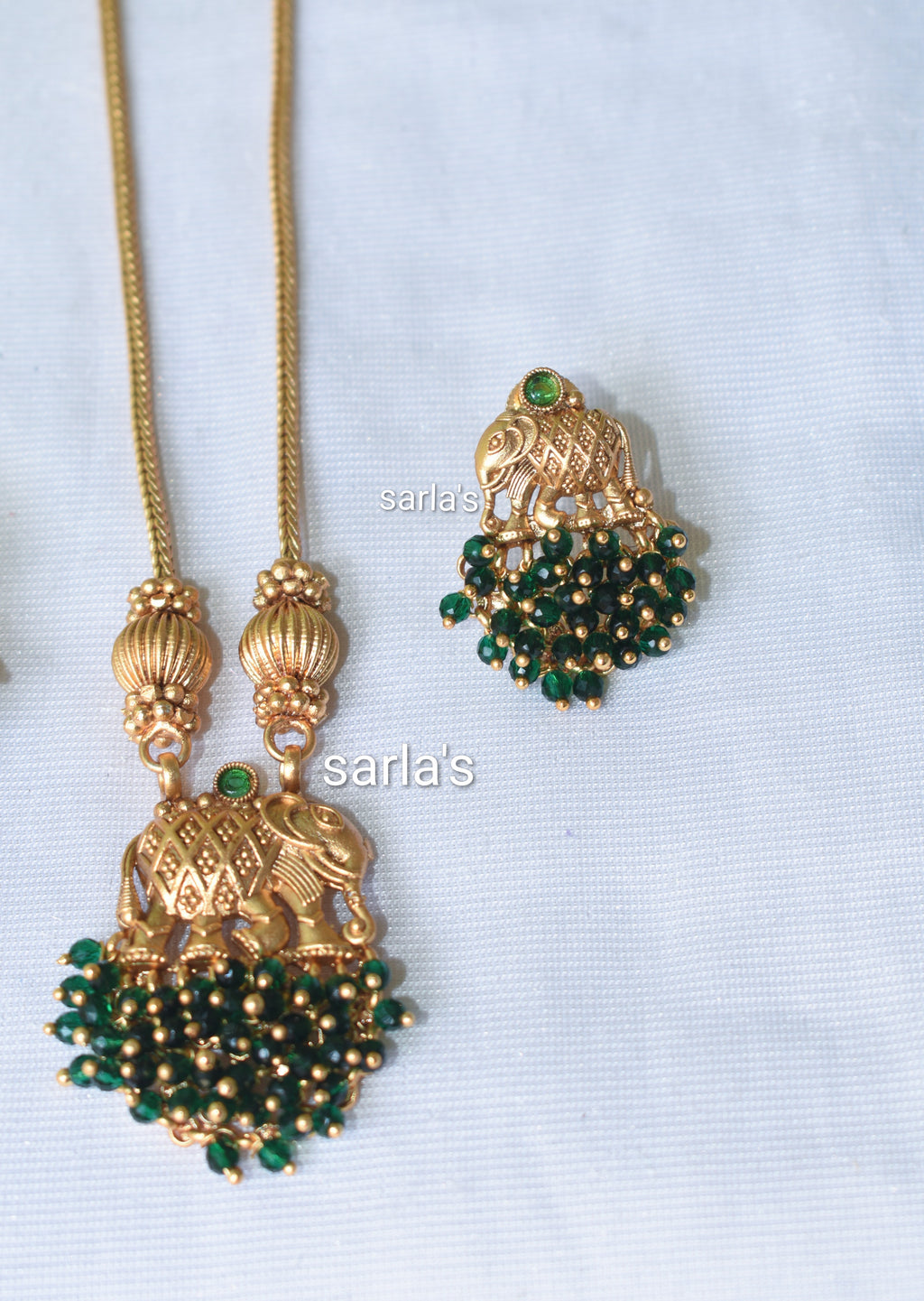 Gajraaj Emerald Drop Pendant Set
