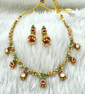 Kundan and Bati Beads necklace short